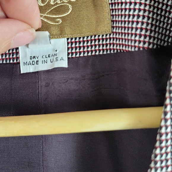 Vintage Saville Red, Black Houndstooth Single Button  Blazer Women's Size 12 USA - Picture 8 of 16